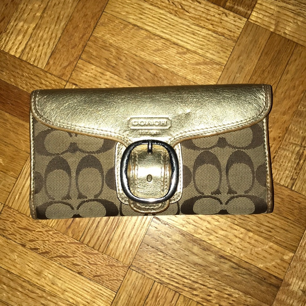 Tan and Gold Coach Wallet